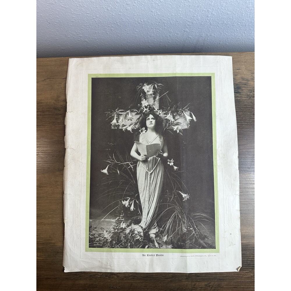 1905 Easter Print “An Easter Psalm” GRIT Newspaper Religious Art 120 Years Old